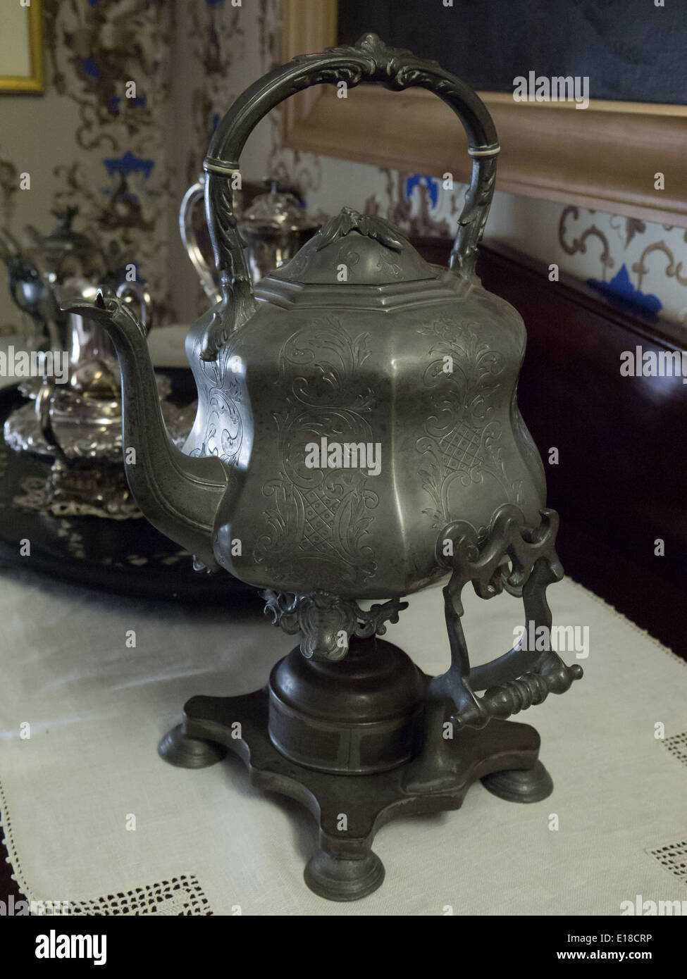 vintage metal tea pot Stock Photo Alamy