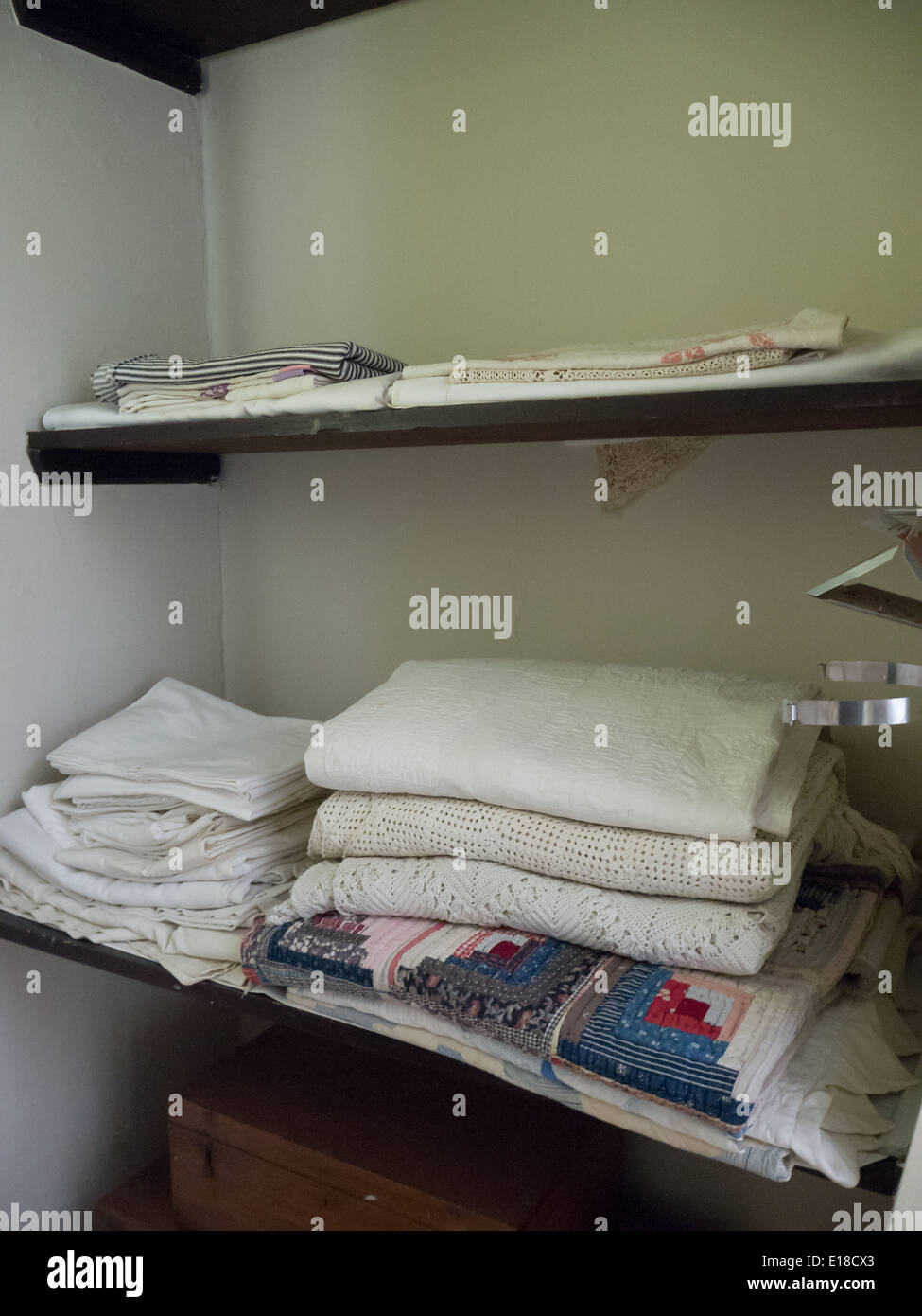 vintage linen closet at colborne lodge Stock Photo
