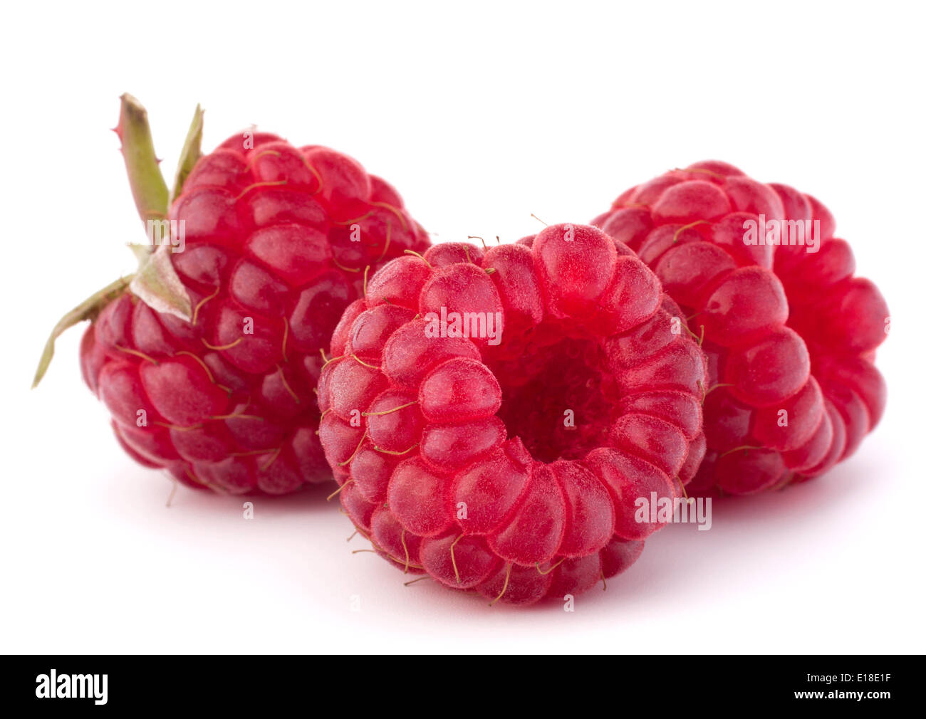Ripe raspberries isolated on white background cutout Stock Photo - Alamy