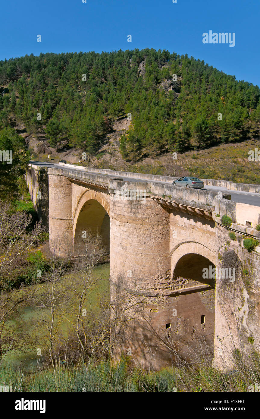 Renaissance bridge and river Genil, 16th century, The Tourist Route of the Bandits, Benameji, Cordoba province, Region of Andalusia, Spain, Europe Stock Photo