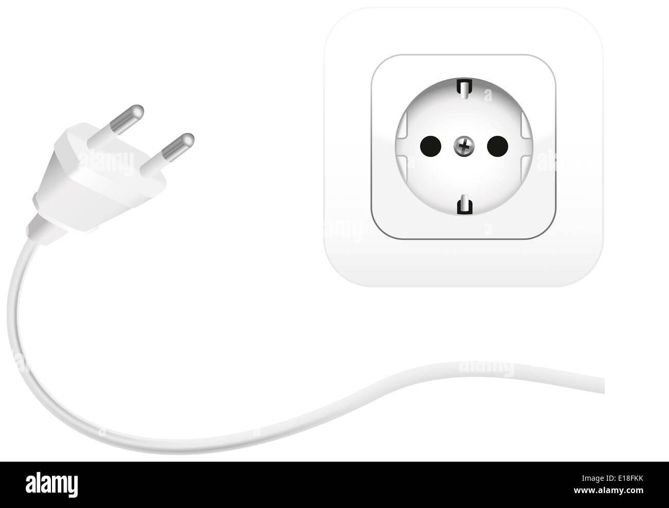 Illustration of a plug and a socket to connect electrical equipment. Stock Photo