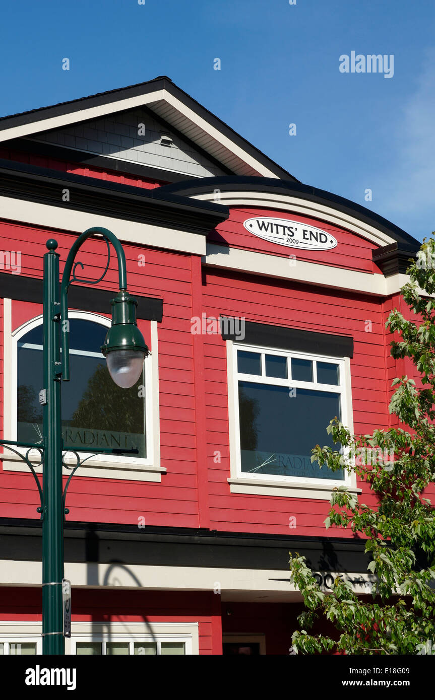 Witts' End, a colorful wooden building in the village of Ladner, Delta, BC, Canada Stock Photo