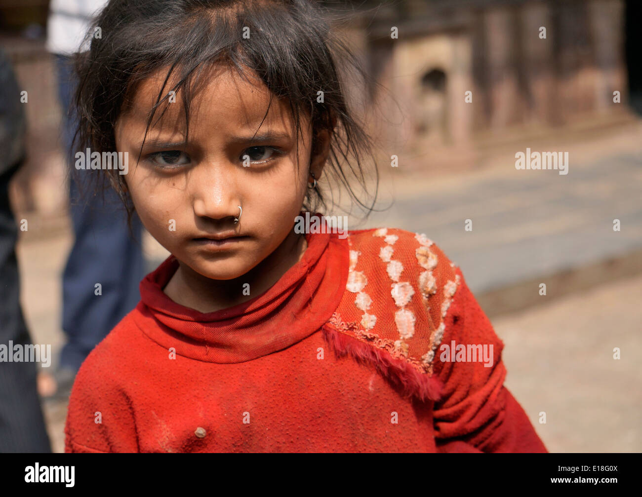 Children, Nepal,Asia,Young girl,candid  street, scenes photos,coldly, cute,this is life, photography Stock Photo