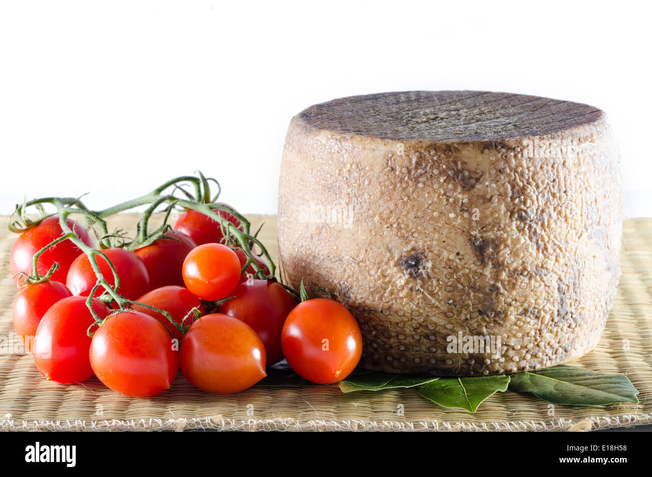 italian sheep cheese and tomatoes Stock Photo