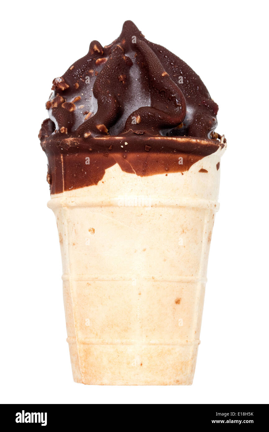 Chocolate ice cream cone isolated on white background Stock Photo - Alamy