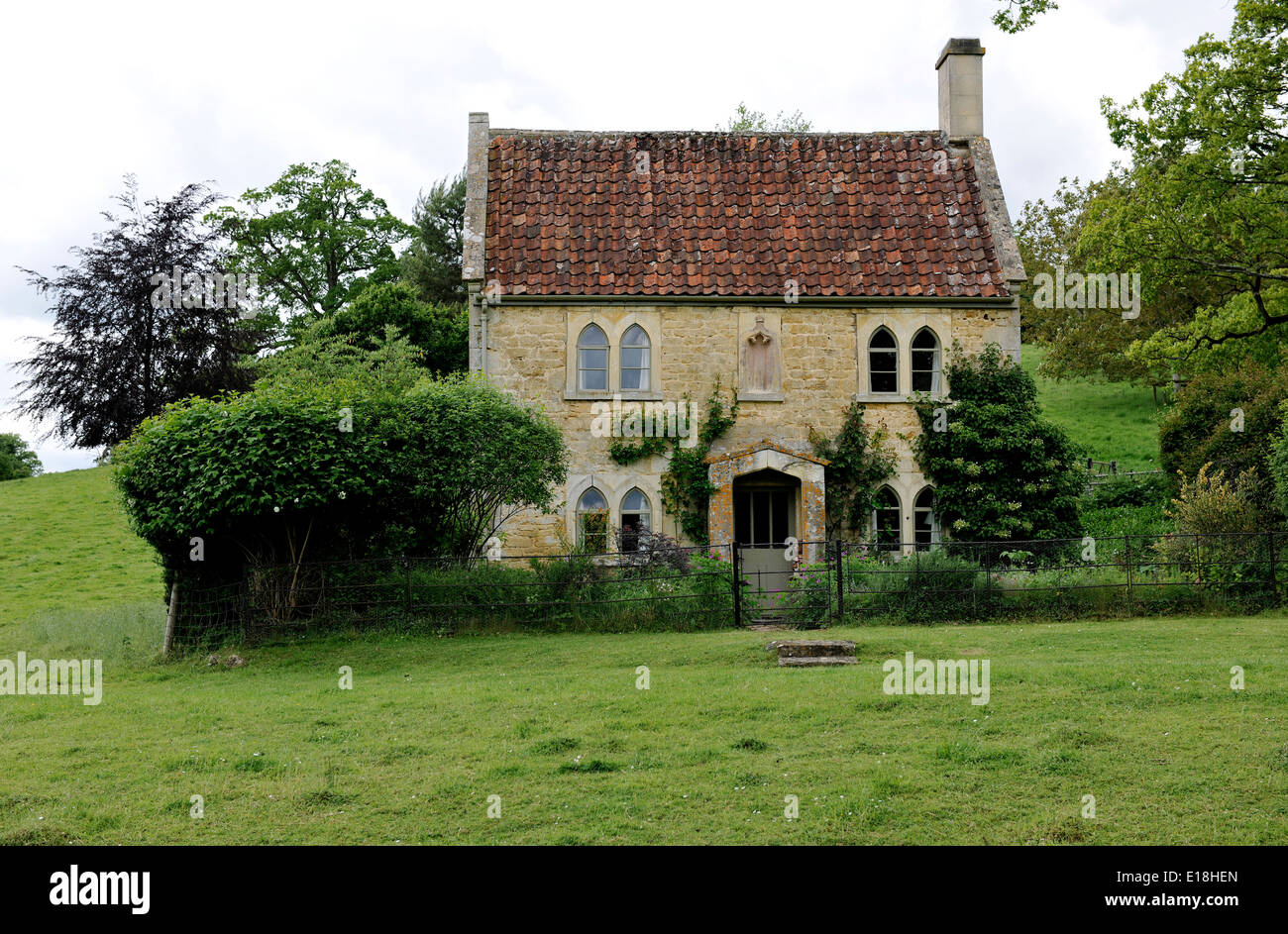 Cottage within the gardens of Belcombe Court, Bradford-on-Avon, Wiltshire. Stock Photo