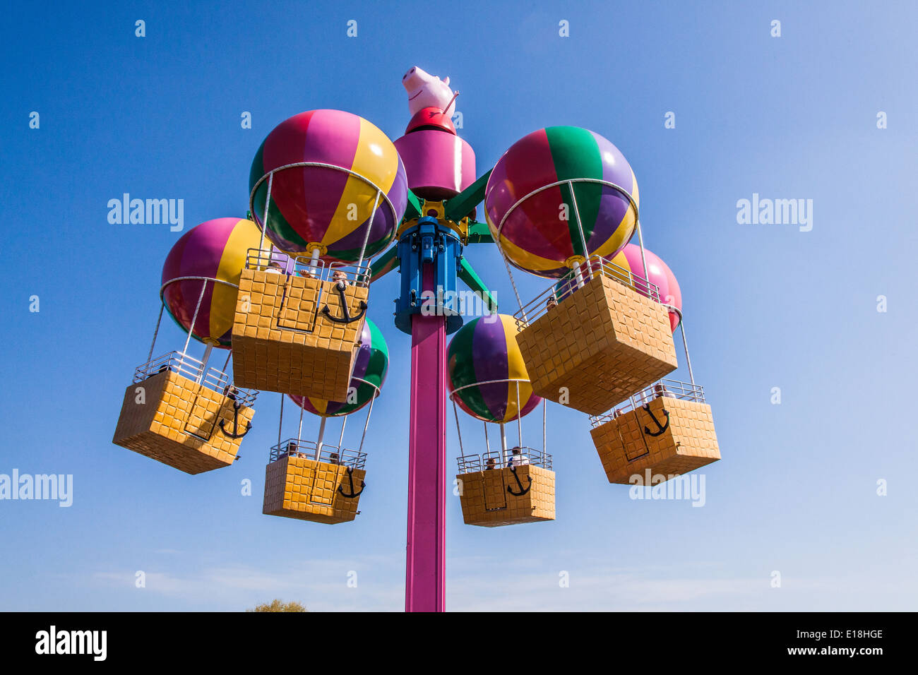 Peppa Pigs balloon ride at Peppa Pig world, Paultons Park,Romsey, Southampton, England, United Kingdom. Stock Photo