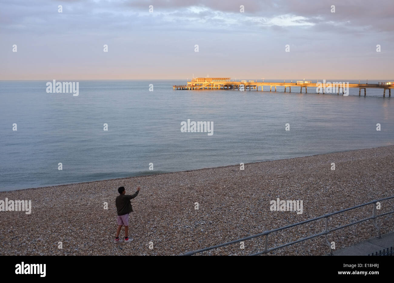 A sunlit view of Deal Pier, Kent UK Stock Photo
