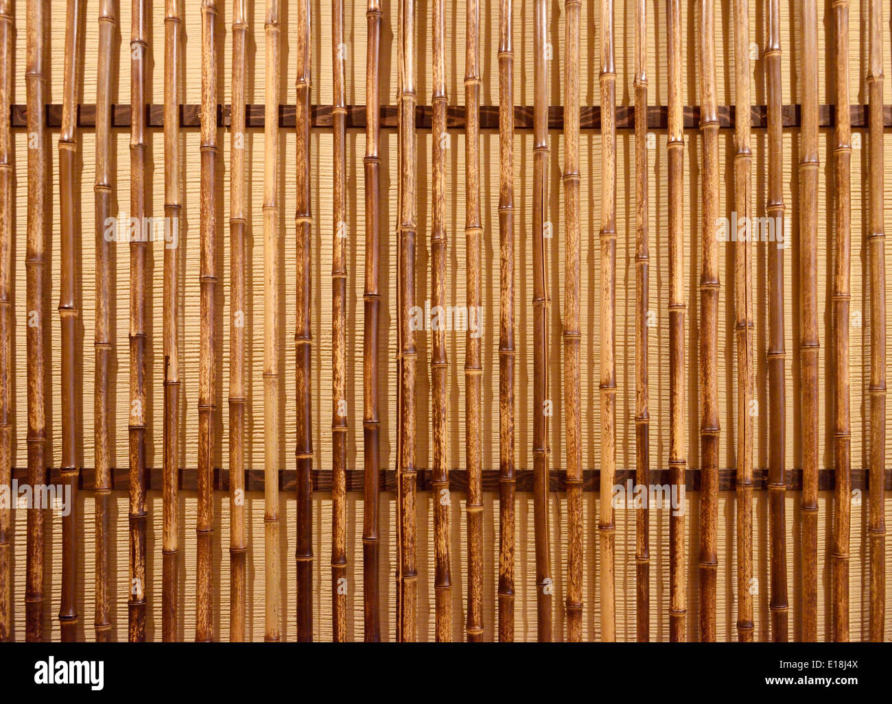Wall decorated with bamboo background texture Stock Photo Alamy