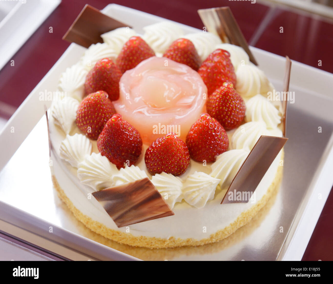 Strawberry Cake Closeup At Japanese Cafe Stock Photo 69646001 Alamy