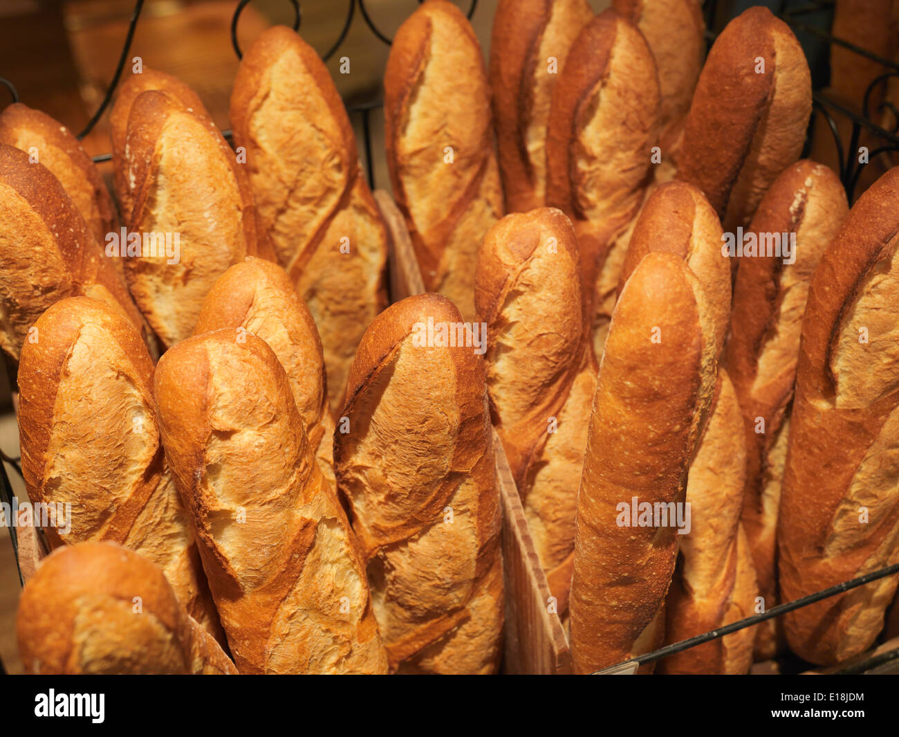 Baguettes, French bread loaves in a store in Japan Stock Photo