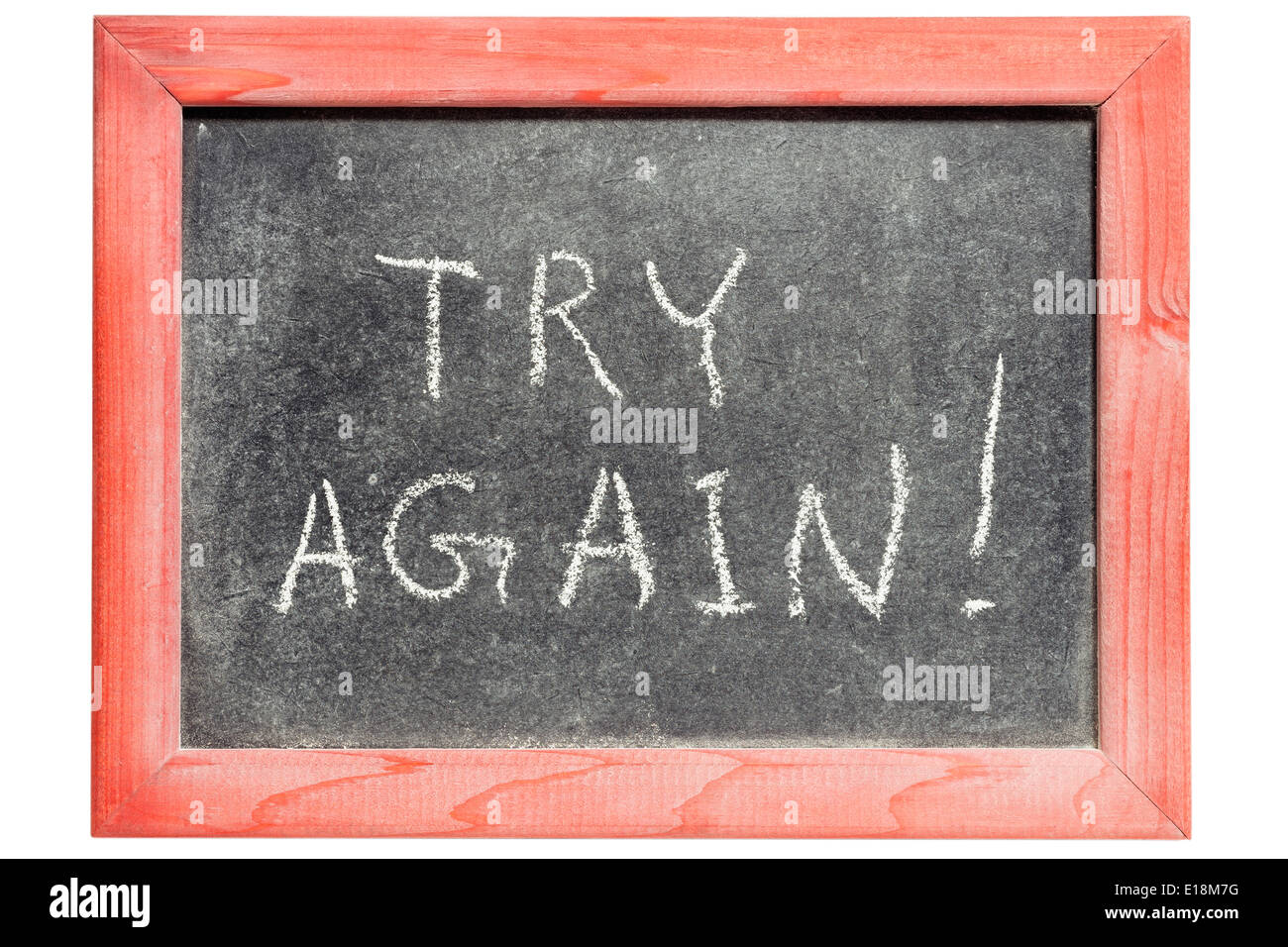 try again exclamation handwritten on isolated vintage blackboard Stock Photo