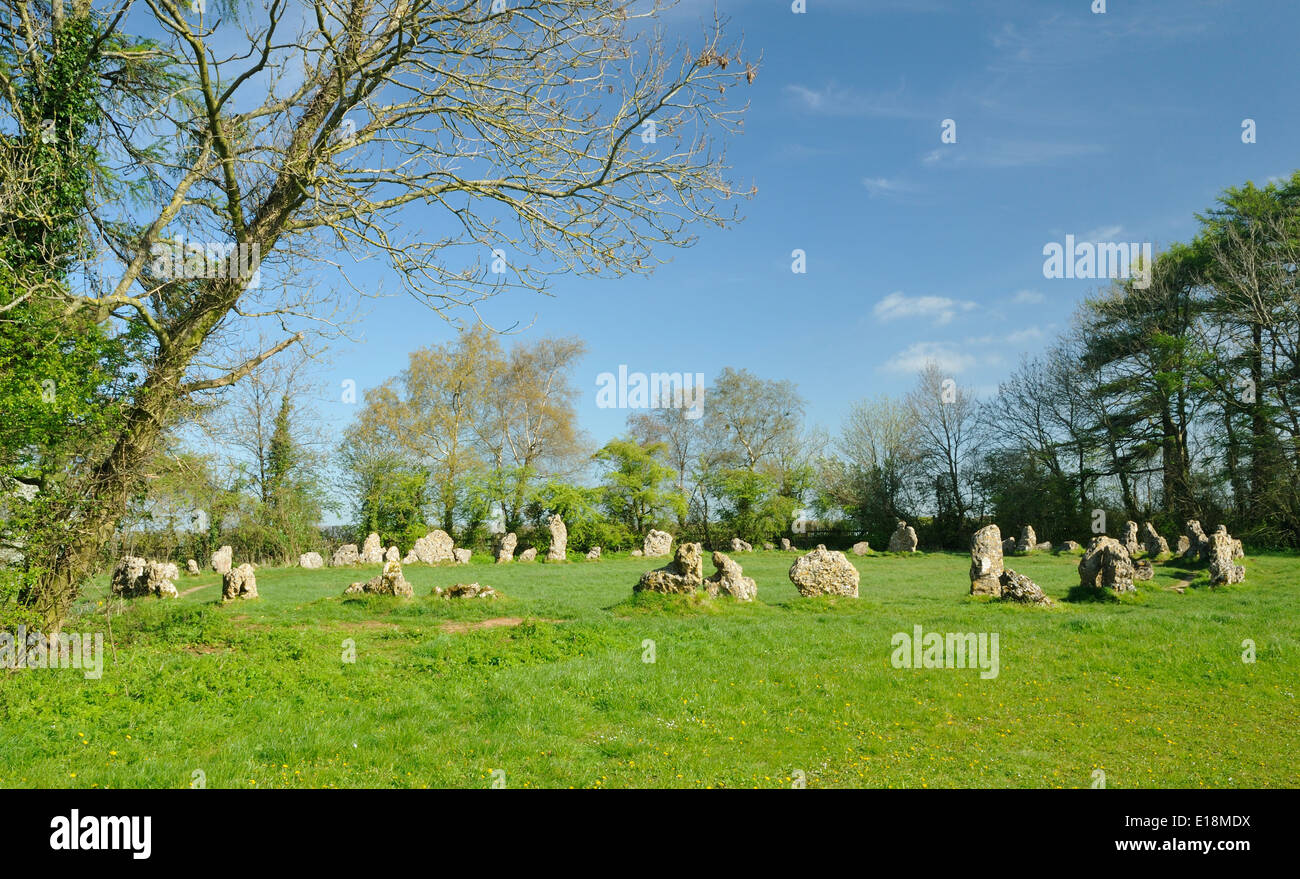 The Kings Men Neolithic Stone Circle, Rollright Stones Stock Photo