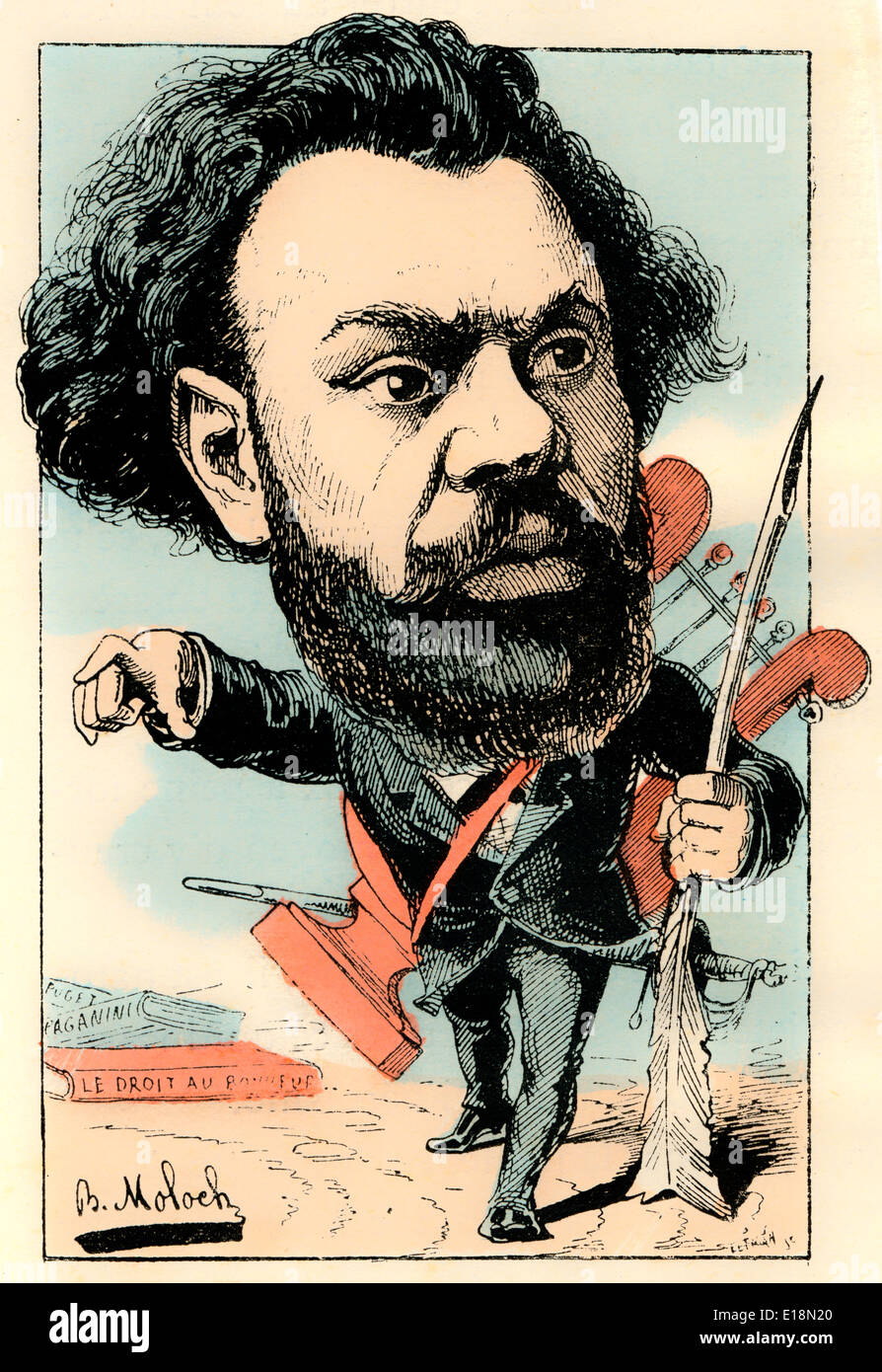 Clovis Hugues, 1851 - 1907, a French poet, journalist, dramatist, novelist, and socialist activist,, Political caricature, 1882, Stock Photo