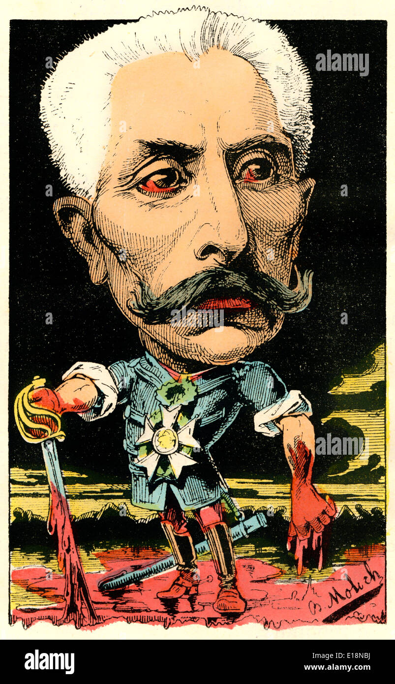 Gaston Alexandre Auguste, Marquis de Galliffet, 1830 - 1909, French general and Minister of War, Political caricature, 1882, Stock Photo