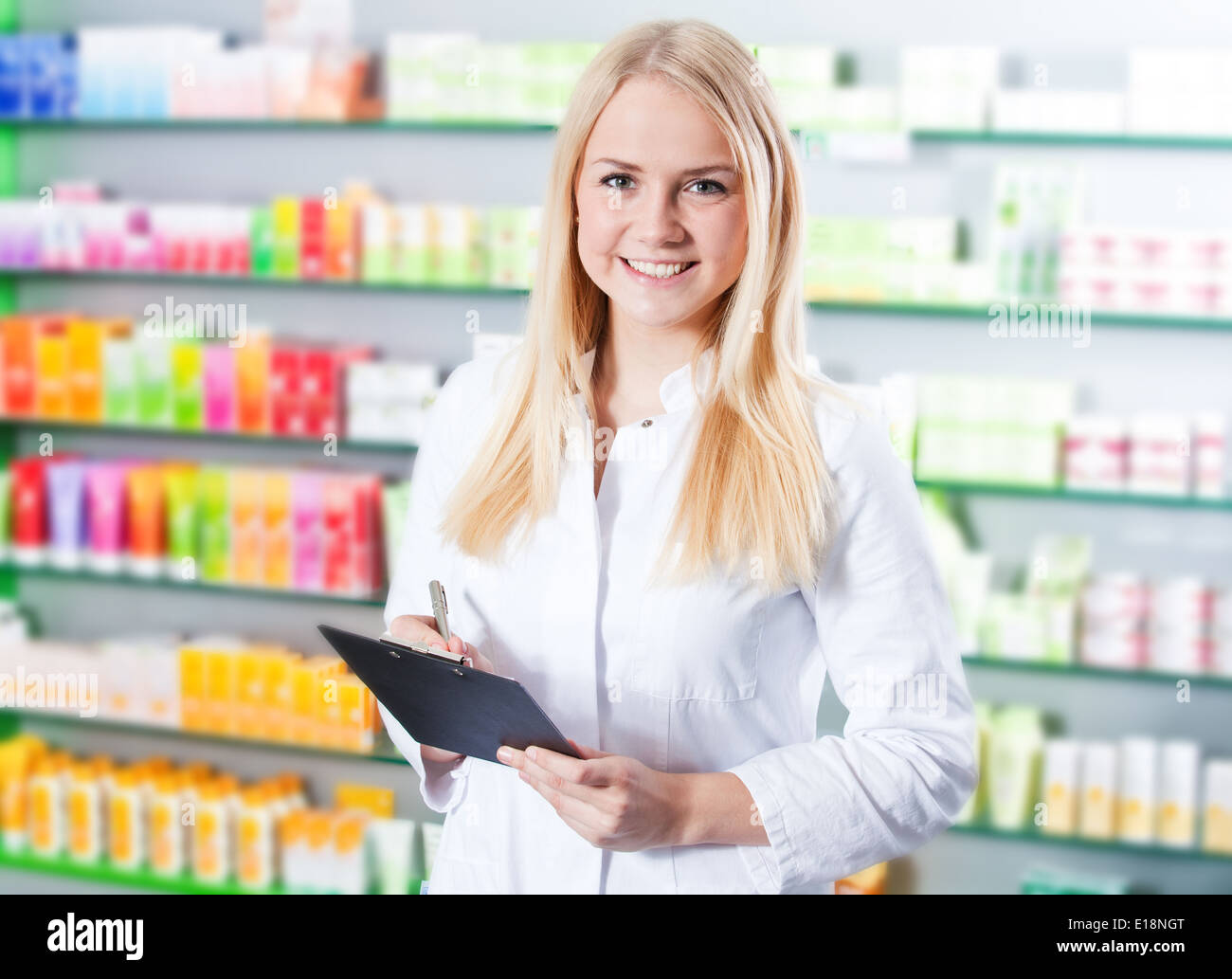 Saleswoman in chemistry Stock Photo