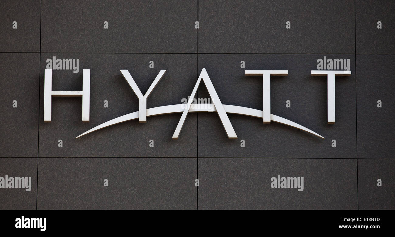 Hyatt Hotel sign Stock Photo