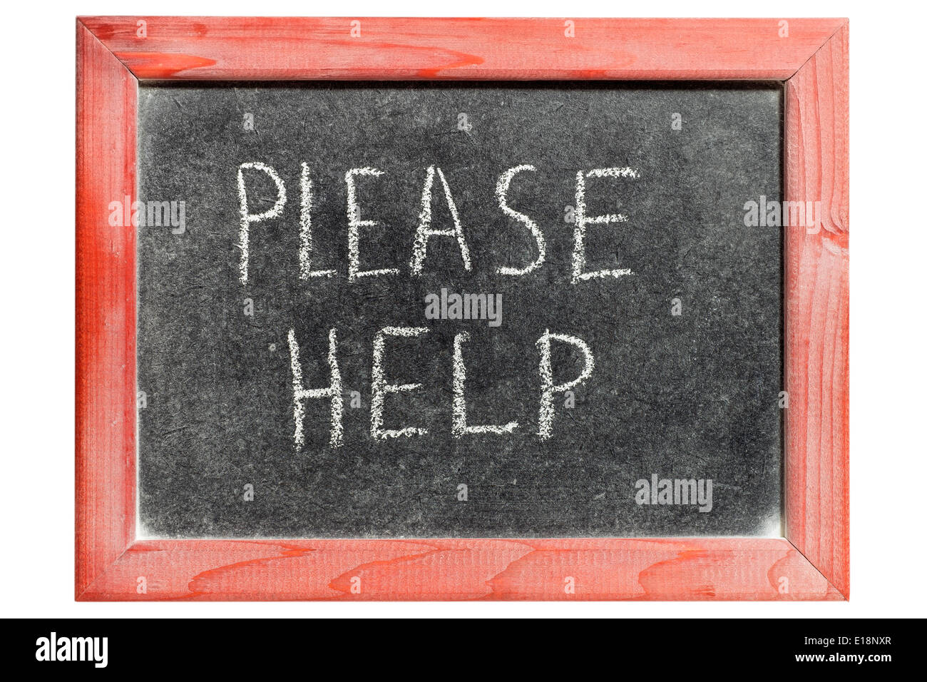 please help phrase handwritten on isolated vintage blackboard Stock Photo