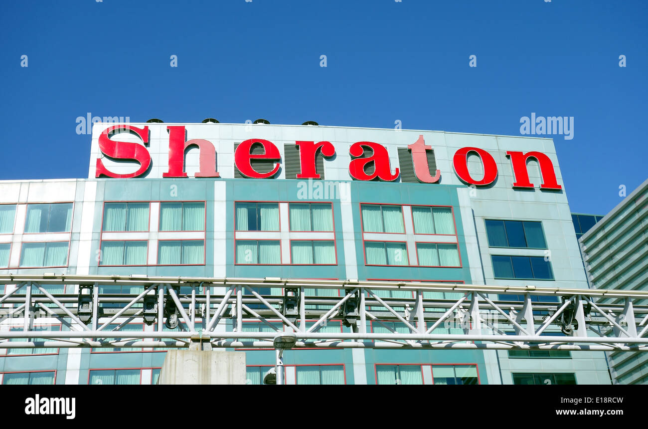 Sheraton sign hotel at Pearson Airport in Toronto, Canada Stock Photo