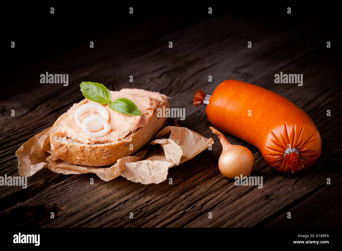 Sandwich with meat spread Stock Photo Alamy