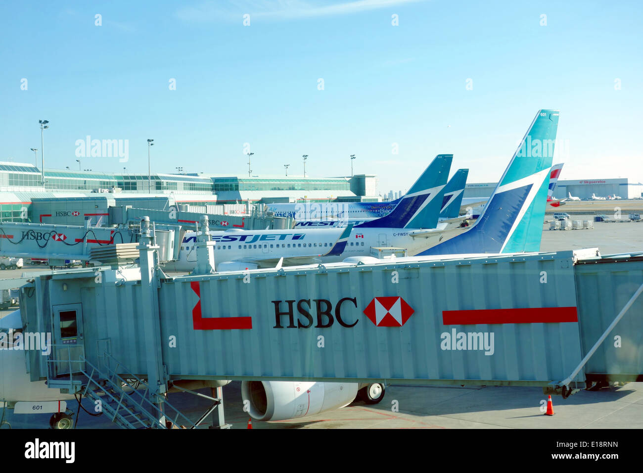 Airplanes on tarmac at the Pearson Airport in Toronto, Canada Stock Photo