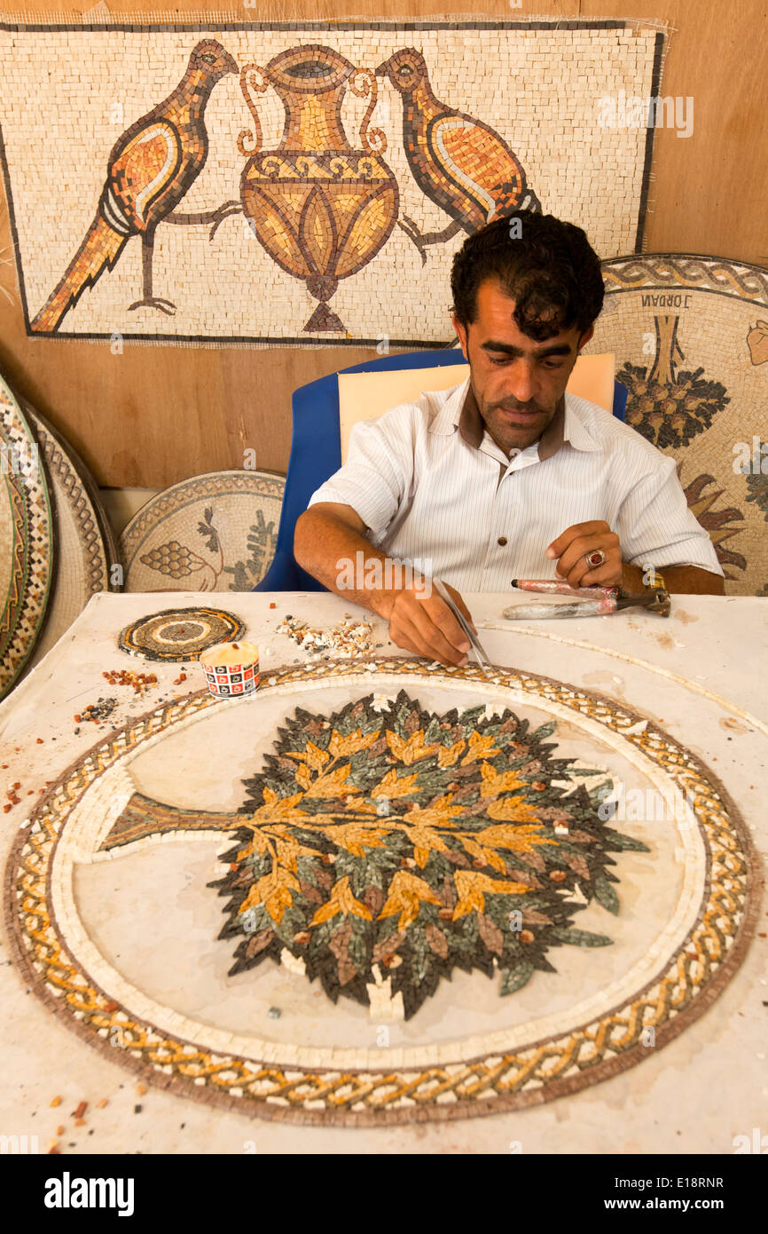 Mosaic Artist at work. Photographed in Jerash, Jordan Stock Photo