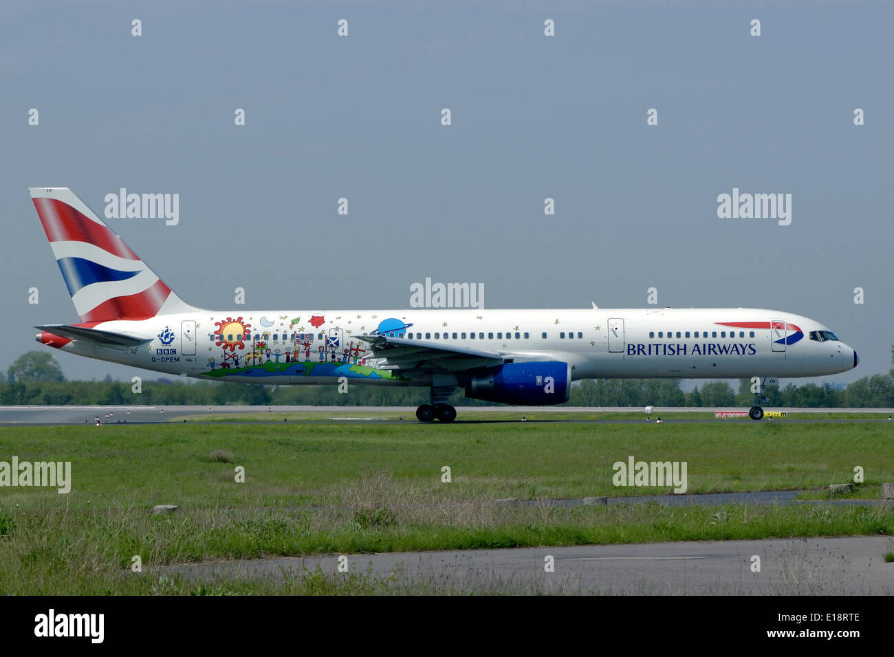 A Boeing 757200 passenger aircraft of British Airways, sporting BBC's