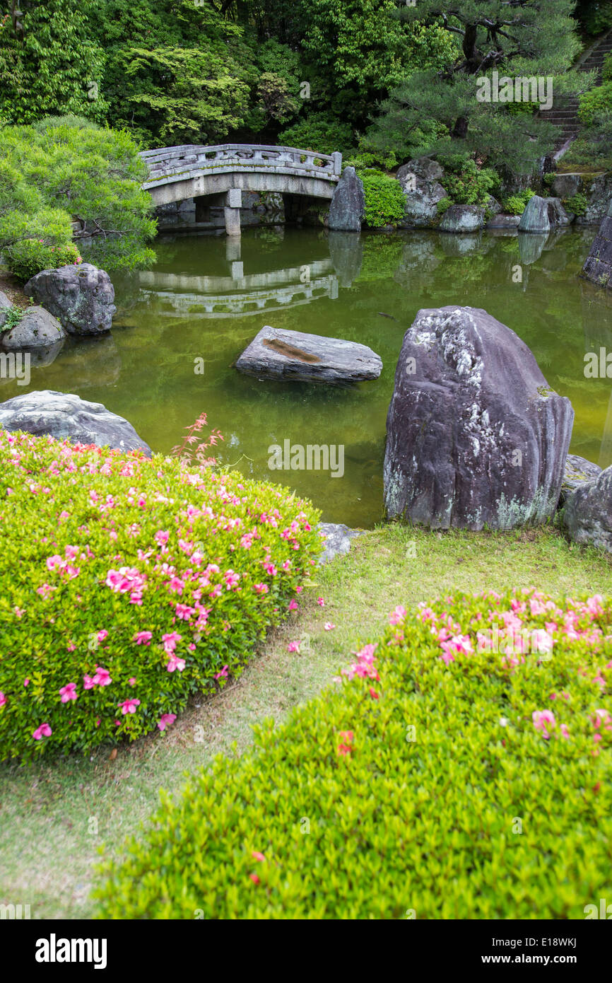 Chion-in Yuzen-en Garden is named after Miyazaki Yuzen the founder of Yuzen style of dyeing silk and fabric Stock Photo