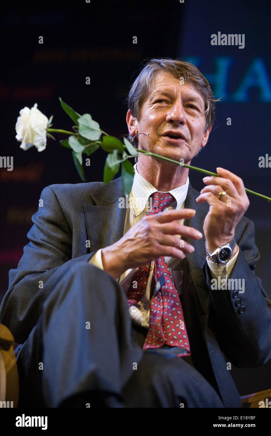 PJ O'Rourke American satirist talking about 'The Baby Boom' at Hay Festival 2014 Hay on Wye Powys Wales UK © Jeff Morgan Stock Photo
