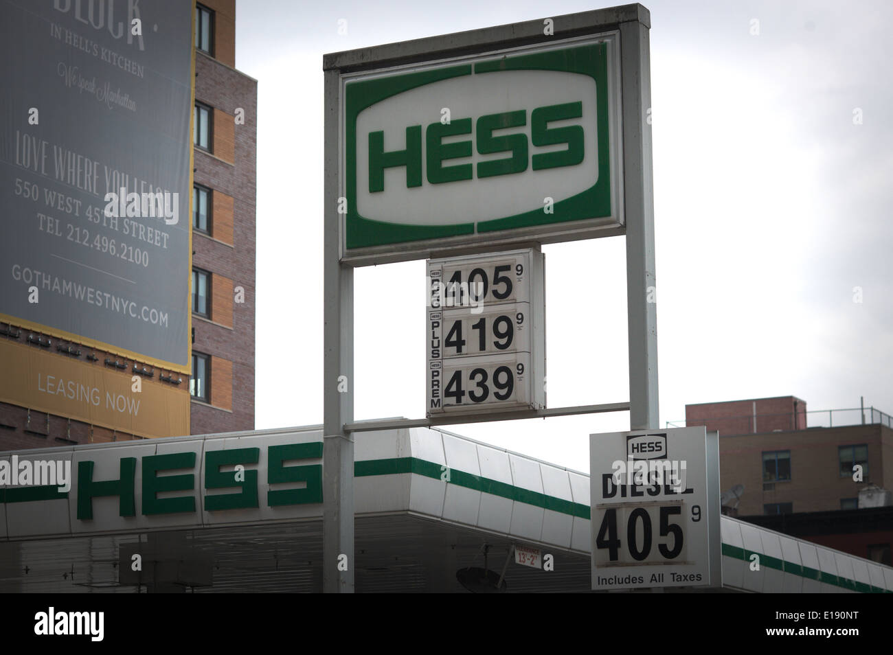 A Hess gas station in the Hell's Kitchen neighborhood of New York Stock Photo