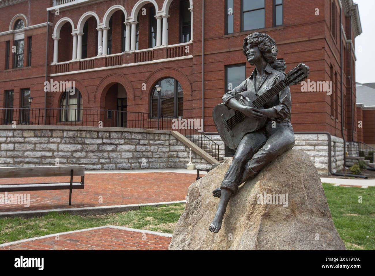 Dolly Parton sculpture is pictured in downtown Sevierville, Tennessee