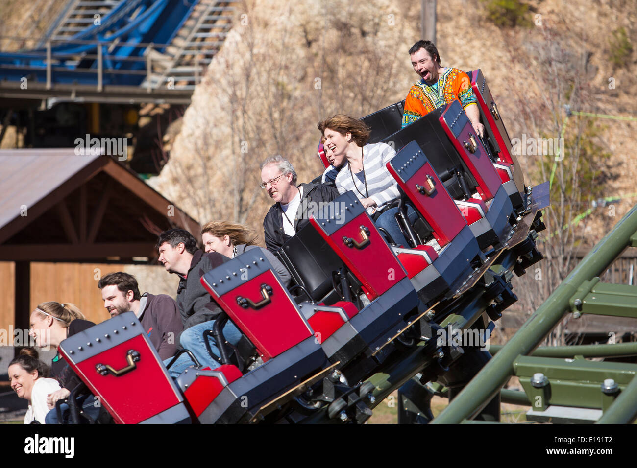 The FireChaser Express roller coaster is pictured in Dollywood theme