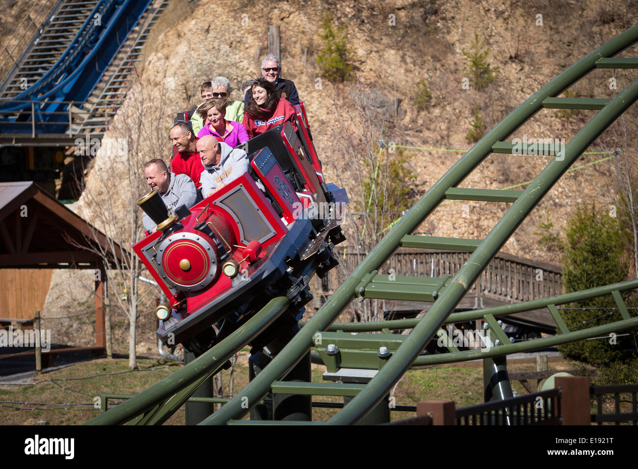 The FireChaser Express roller coaster is pictured in Dollywood theme