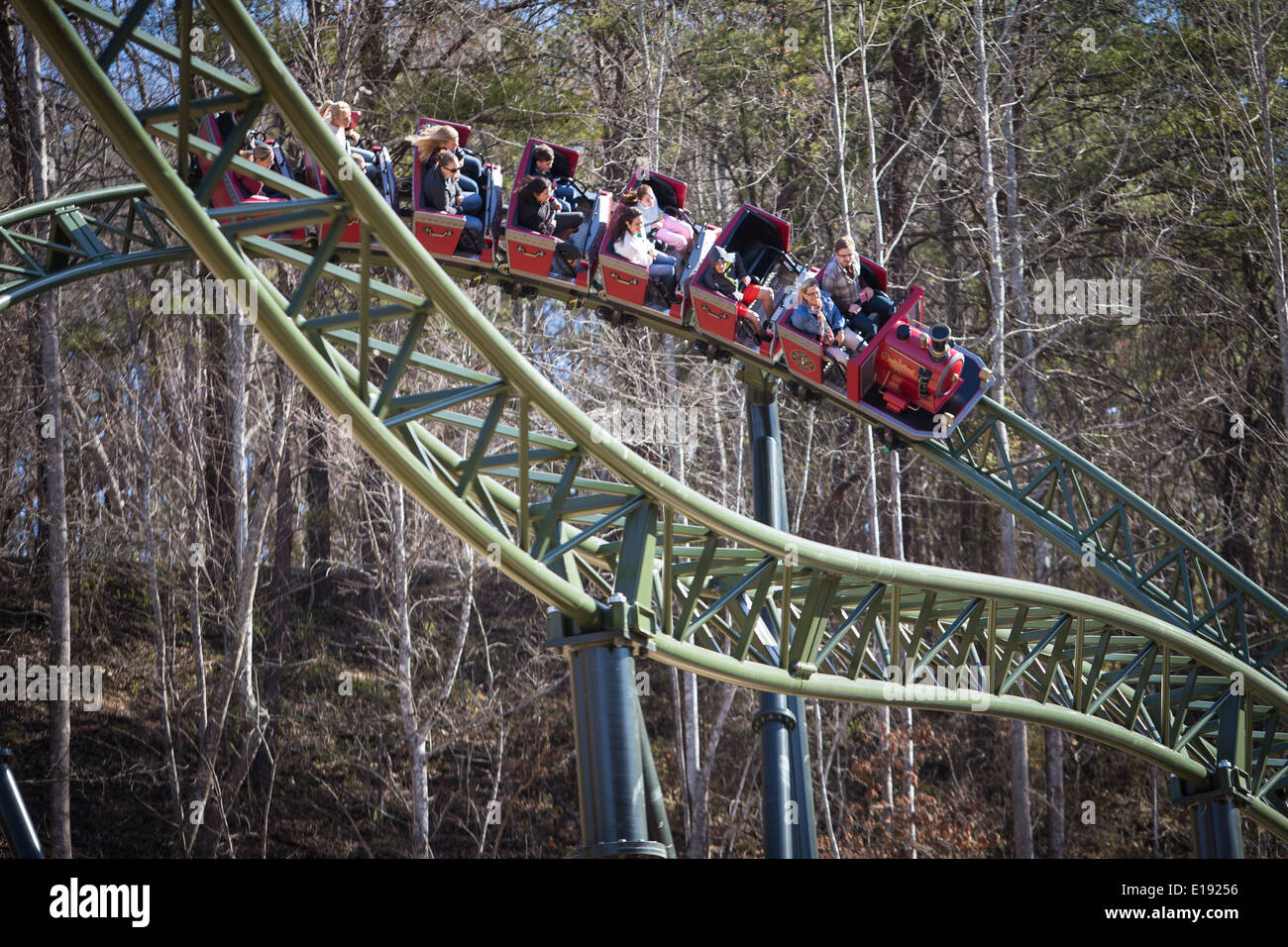 The FireChaser Express roller coaster is pictured in Dollywood theme