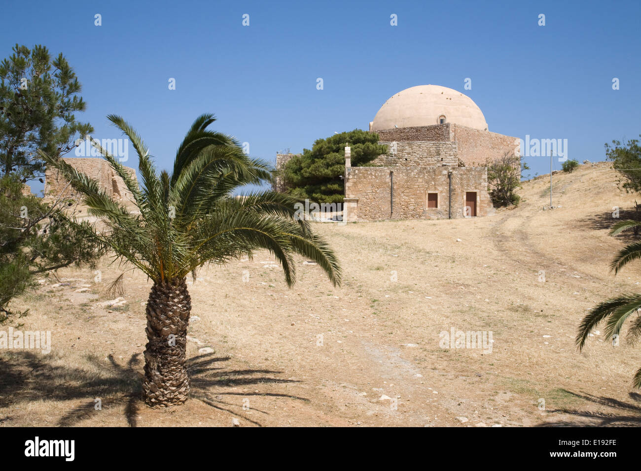 The church of Agia Ekaterini and mosque in the Fortezza, Rethymno, Crete. Stock Photo