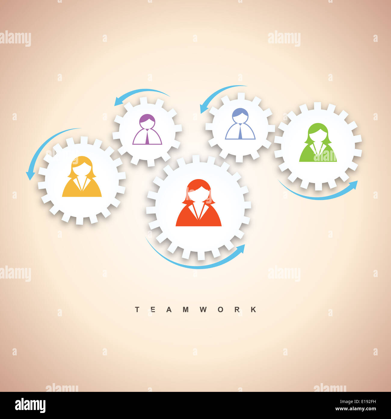 Vector illustration of several gears with people icon illustrating ...