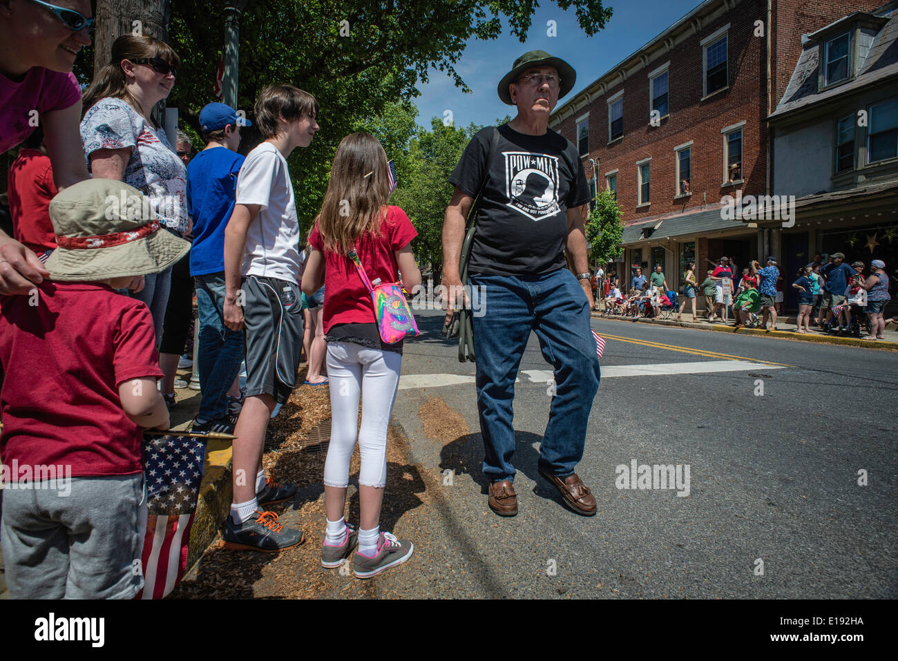 Lititz, Pennsylvania, USA. . Memorial Day Parade and community march to