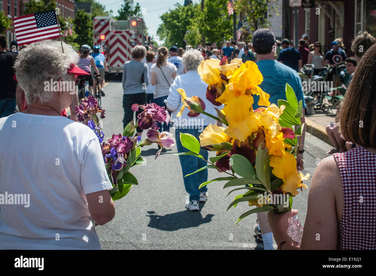 Lititz, Pennsylvania, USA. . Memorial Day Parade and community march to