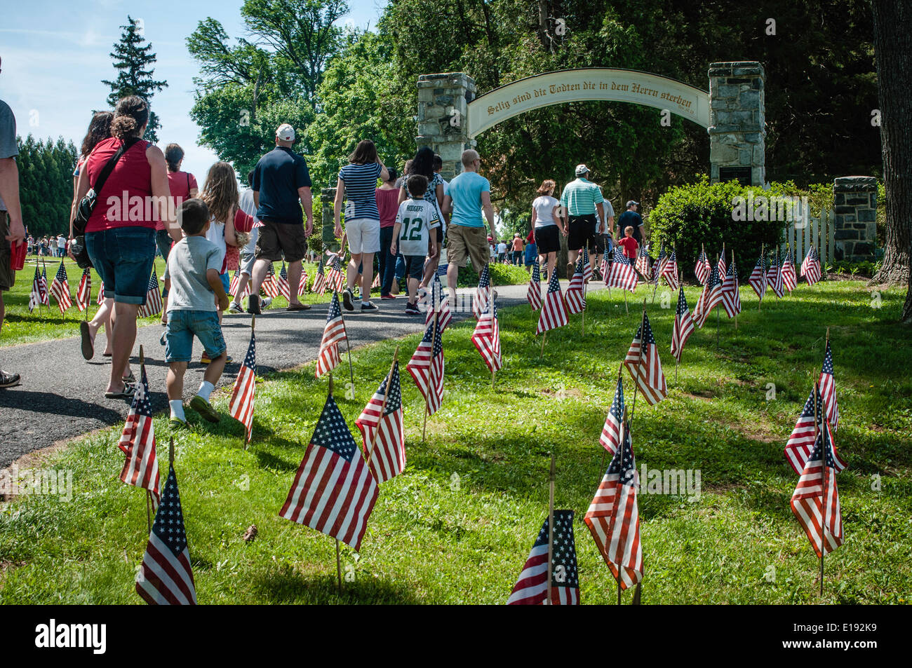 Lititz, Pennsylvania, USA. . Memorial Day Parade and community march to