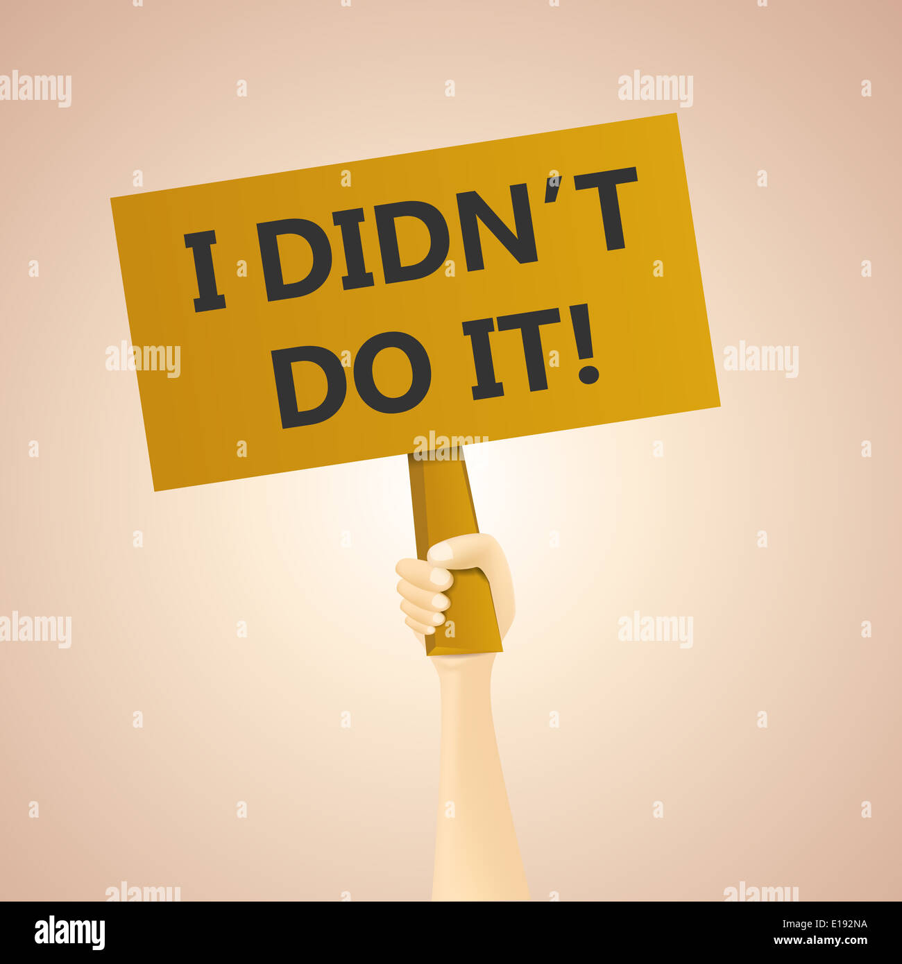 Vector illustration of a hand holding a sign that says 