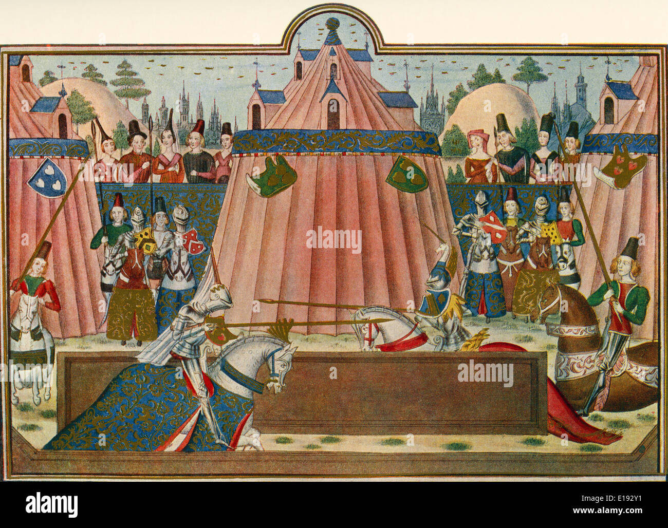 Tournament at St. Inglevere, near Calais, France, c.1380. Stock Photo