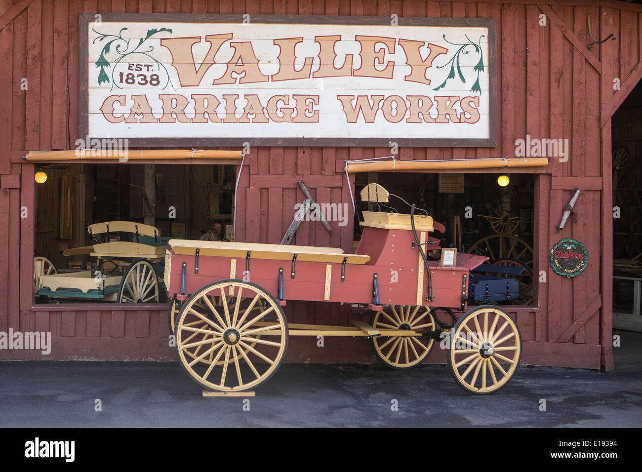 Valley Carriage Works is pictured in Dollywood theme park in Pigeon Forge, Tennessee Stock Photo