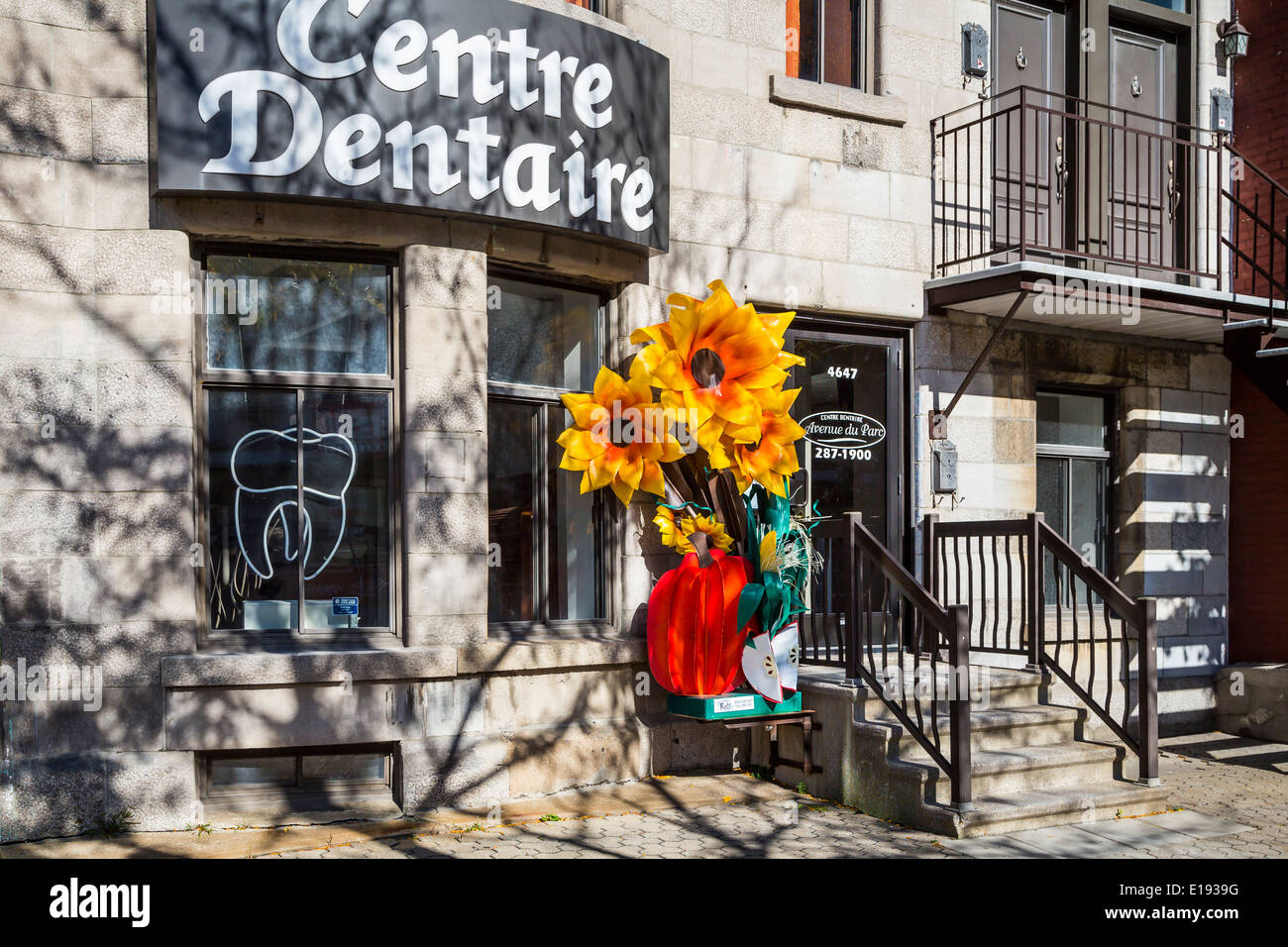 A Dental Center storefront in the old city of Montreal, Quebec, Canada. Stock Photo