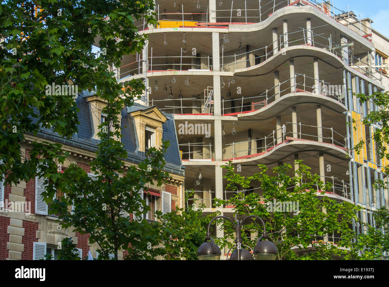 Paris, France, New Residential Building Construction Site, Old and New