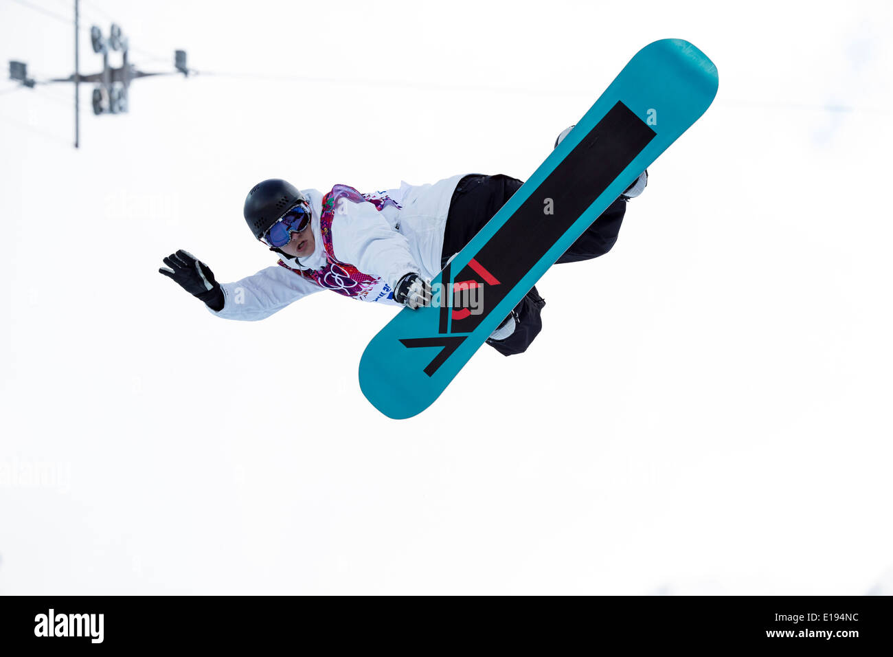 Johannes Hoepfl (GER) competing in Men's Snowboard Halfpipe at the