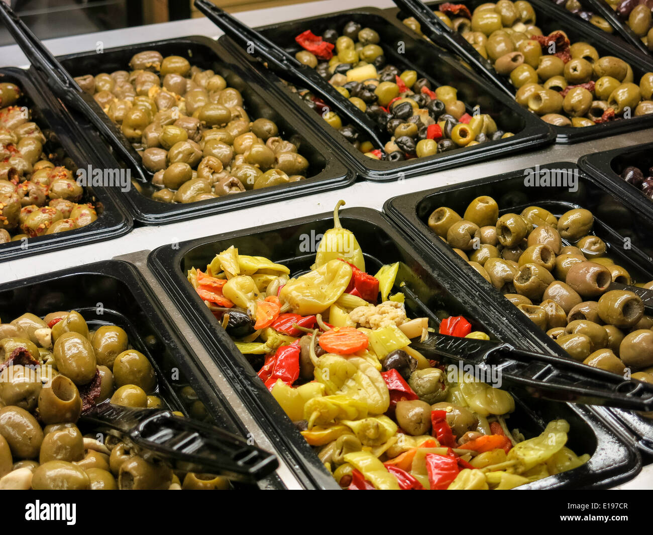 Fresh Olive Bar, Grocery Store, USA Stock Photo 69659543 Alamy
