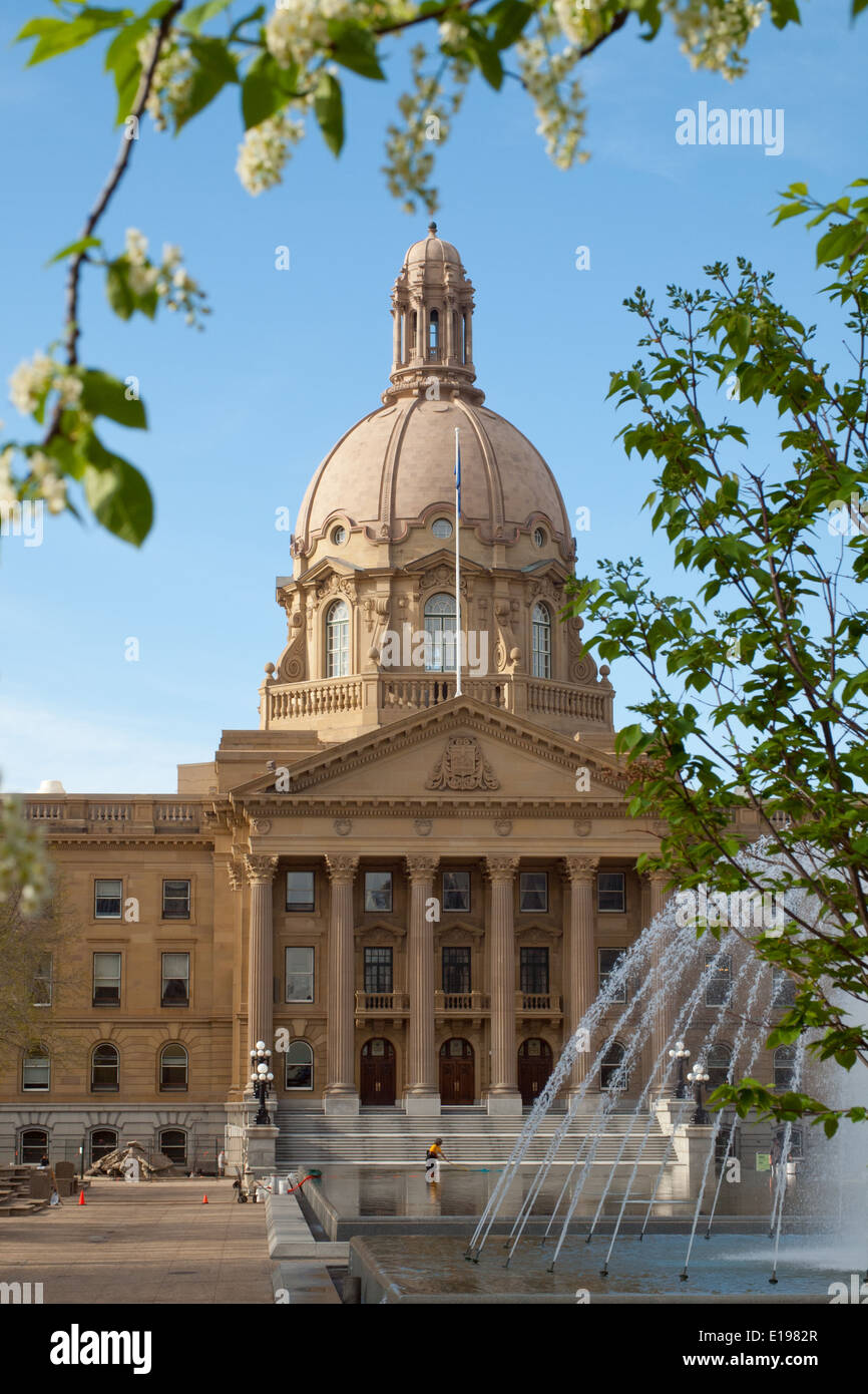 A spring view of the Alberta Legislature Building and Alberta