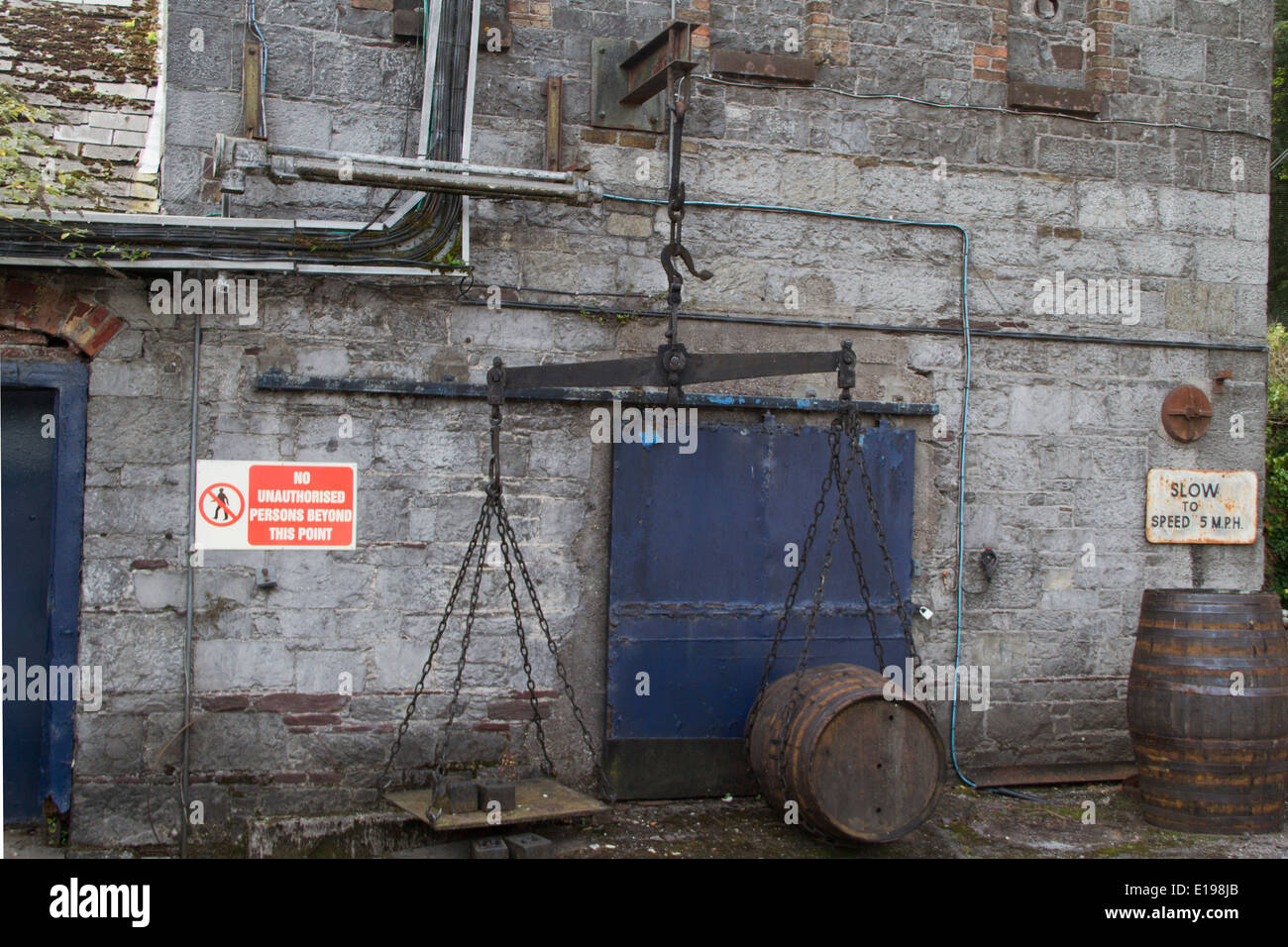 Scale used to weigh wh isky barrels to determine excise tax Jameson Distillery,Ireland Stock Photo