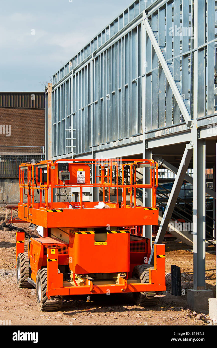 plant hire cherry picker increasingly used on construction sites for health and safety compliance Stock Photo