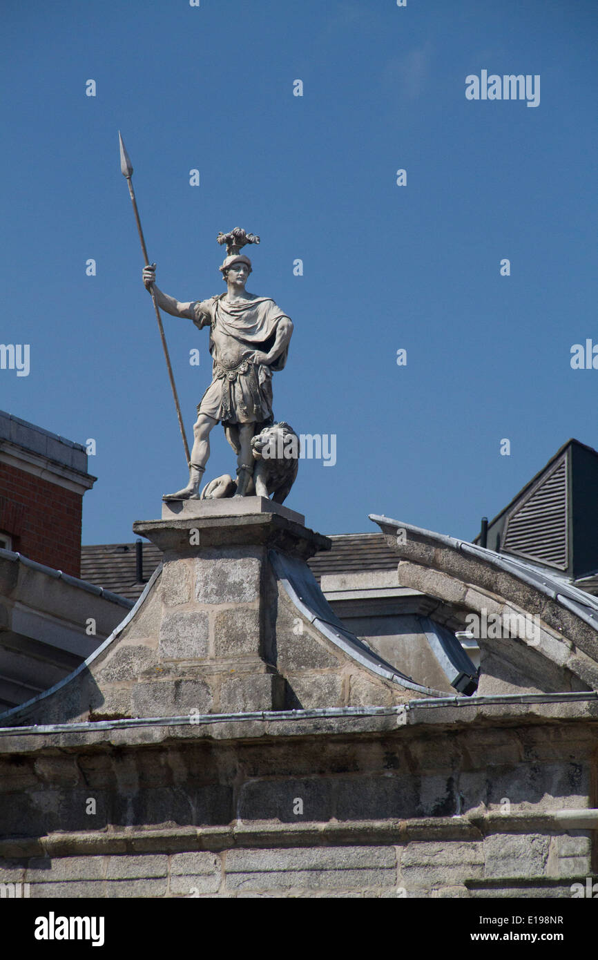 Statue over one of the entrances to Dublin Castle from Cork Hill Dublin